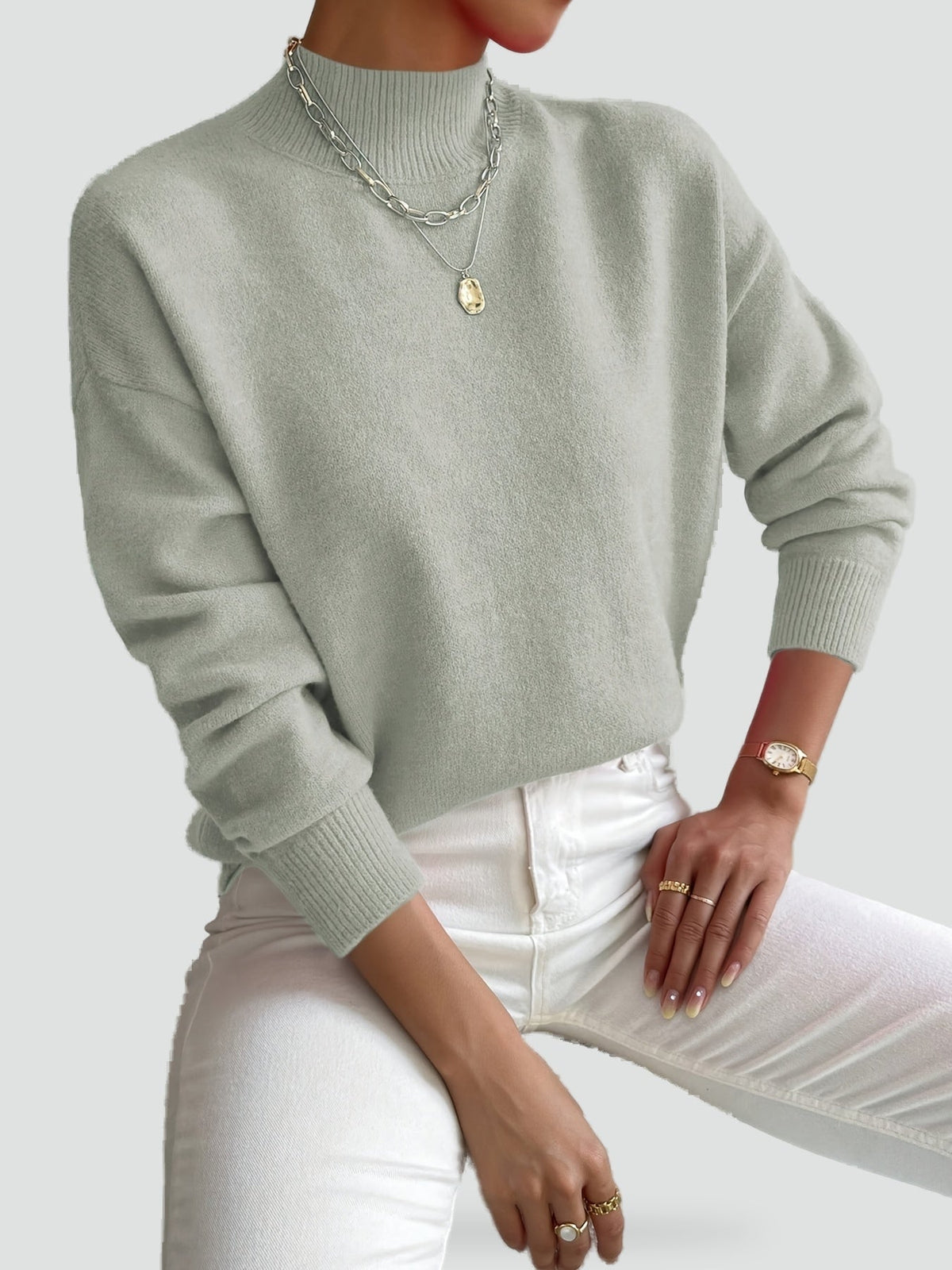 Elegant Collar Women's Sweater in Soft Knit for Versatile Winter Wear