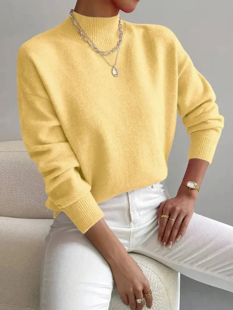 Elegant Collar Women's Sweater in Soft Knit for Versatile Winter Wear