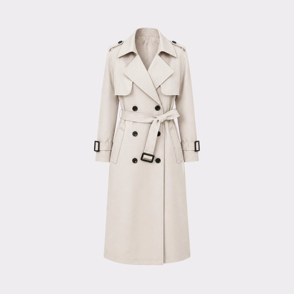 Oversized Double-Breasted Belted Trench Coat for Women