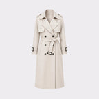 Oversized Double-Breasted Belted Trench Coat for Women