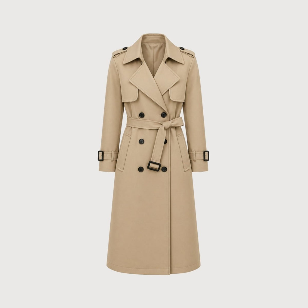 Oversized Double-Breasted Belted Trench Coat for Women