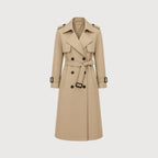 Oversized Double-Breasted Belted Trench Coat for Women