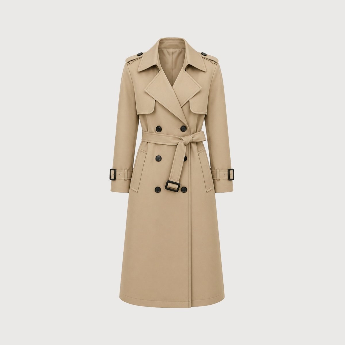 Oversized Double-Breasted Belted Trench Coat for Women