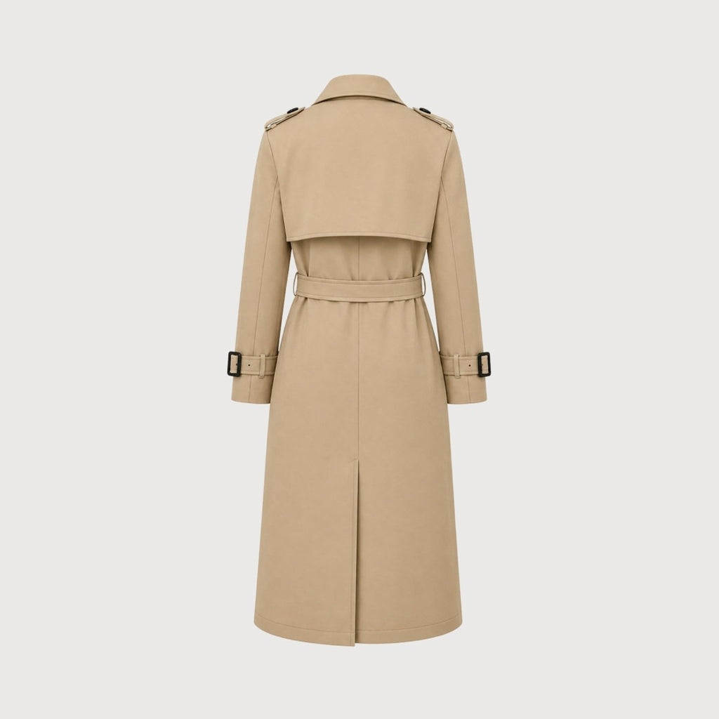Oversized Double-Breasted Belted Trench Coat for Women