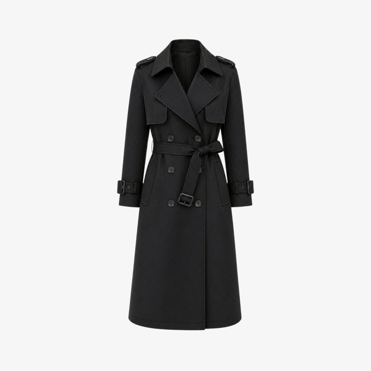 Oversized Double-Breasted Belted Trench Coat for Women