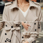 Oversized Double-Breasted Belted Trench Coat for Women