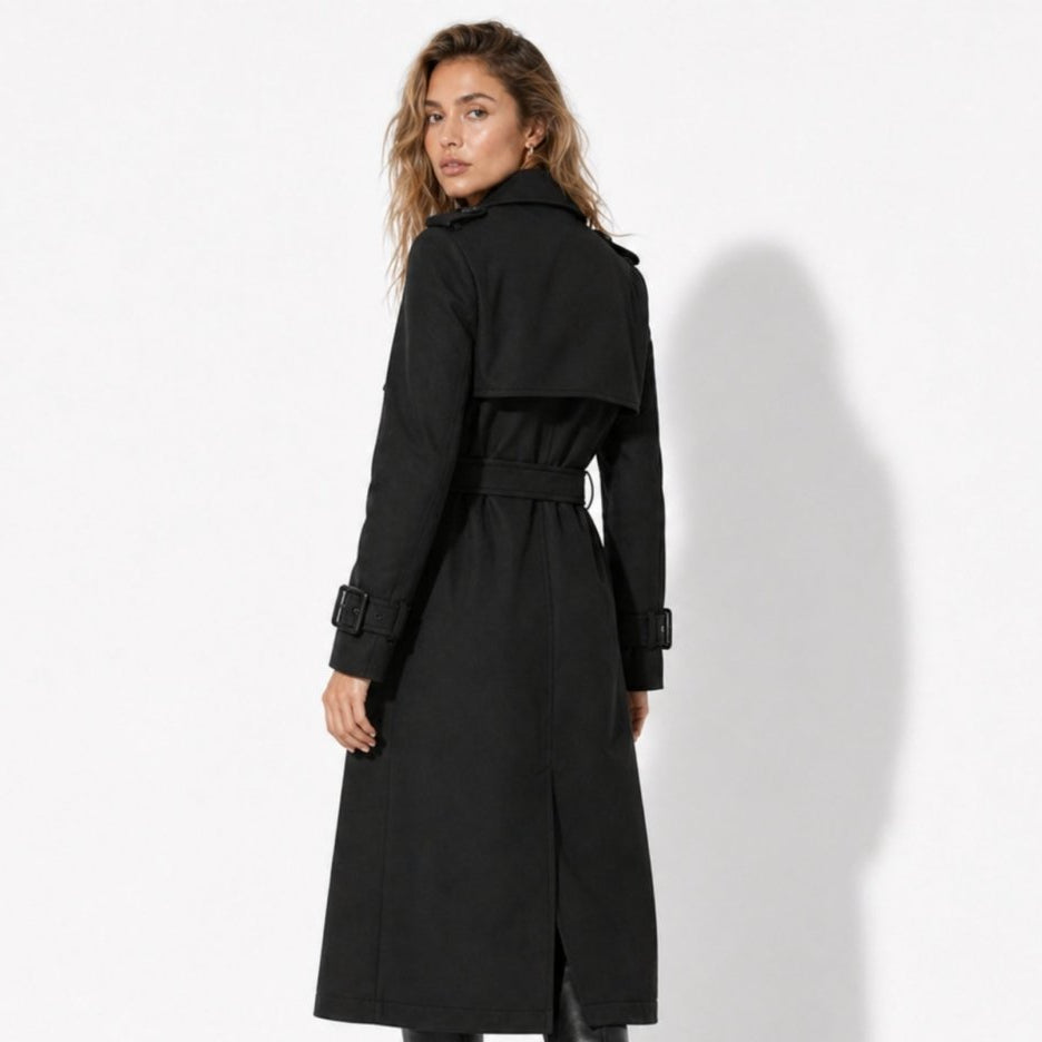 Oversized Double-Breasted Belted Trench Coat for Women