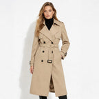Oversized Double-Breasted Belted Trench Coat for Women