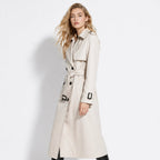 Oversized Double-Breasted Belted Trench Coat for Women