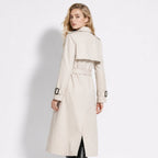 Oversized Double-Breasted Belted Trench Coat for Women