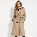 Oversized Double-Breasted Belted Trench Coat for Women