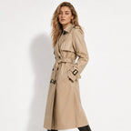 Oversized Double-Breasted Belted Trench Coat for Women