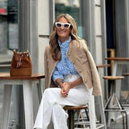 Textured Women's Blazer with Gold Buttons and Patch Pockets for Office and Casual Wear