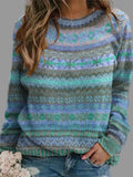 Relaxed Fit Women's Crew Neck Sweater with Long Sleeves for Everyday Wear