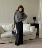 Relaxed Fit Ribbed Knit Crewneck Pullover Sweater