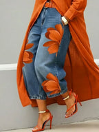 Women's Shirt Dress and Floral Jeans Two-Piece Set for Easy Layering