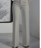 Luxe White High-Waist Wide Leg Minimalist Trousers