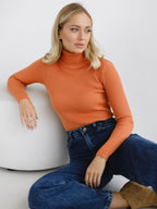 Women's Ribbed Turtleneck Knit Sweater - Slim Fit Long Sleeve Winter Pullover