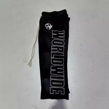 Womens All-Match Casual Loose Drawstring Pants With Letter Print