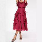 Short-sleeved ruffled summer dress