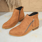 Suede Zipper Ankle Boots