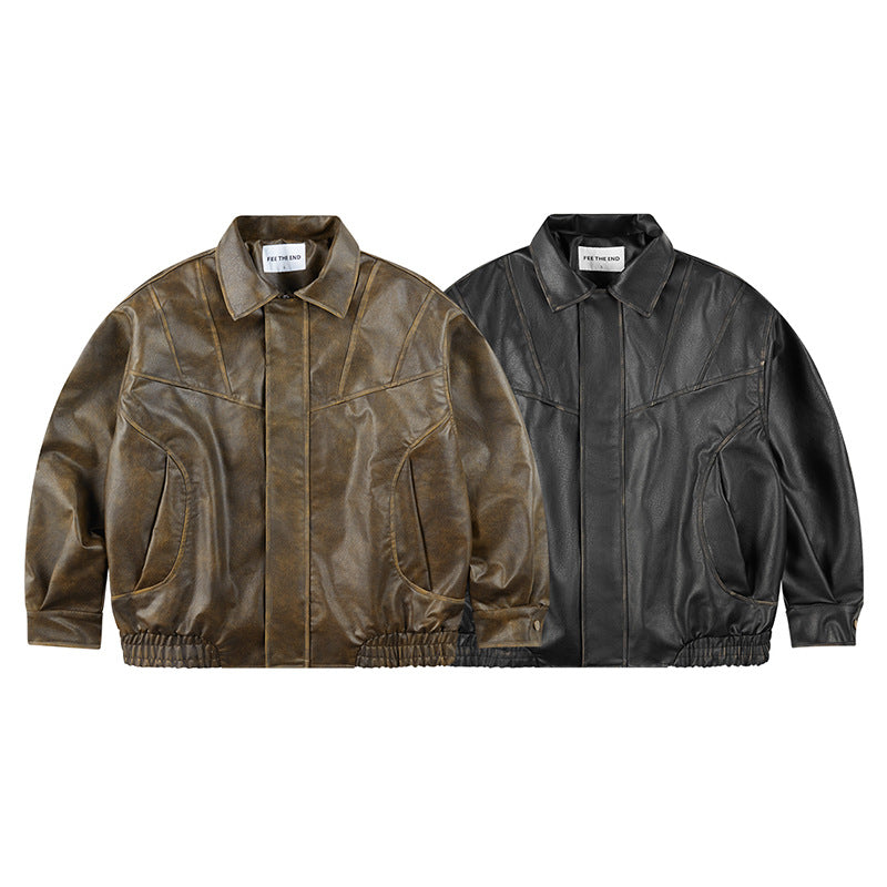 Retro Leather Clothing For Men And Women Loose