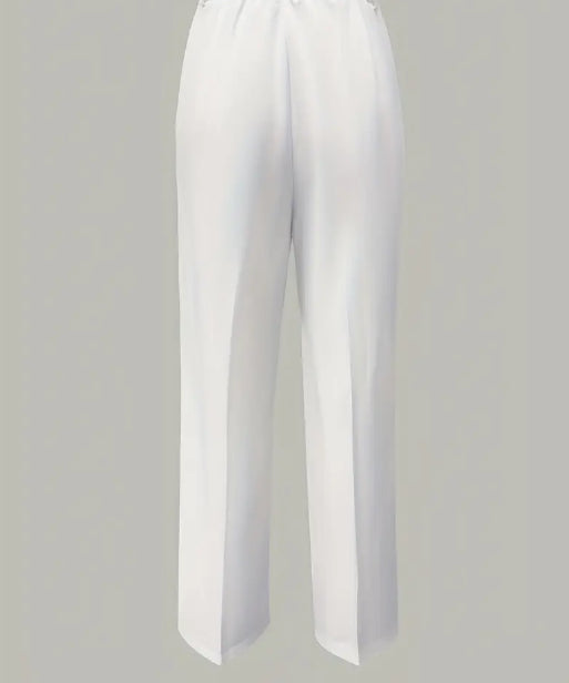 Luxe White High-Waist Wide Leg Minimalist Trousers
