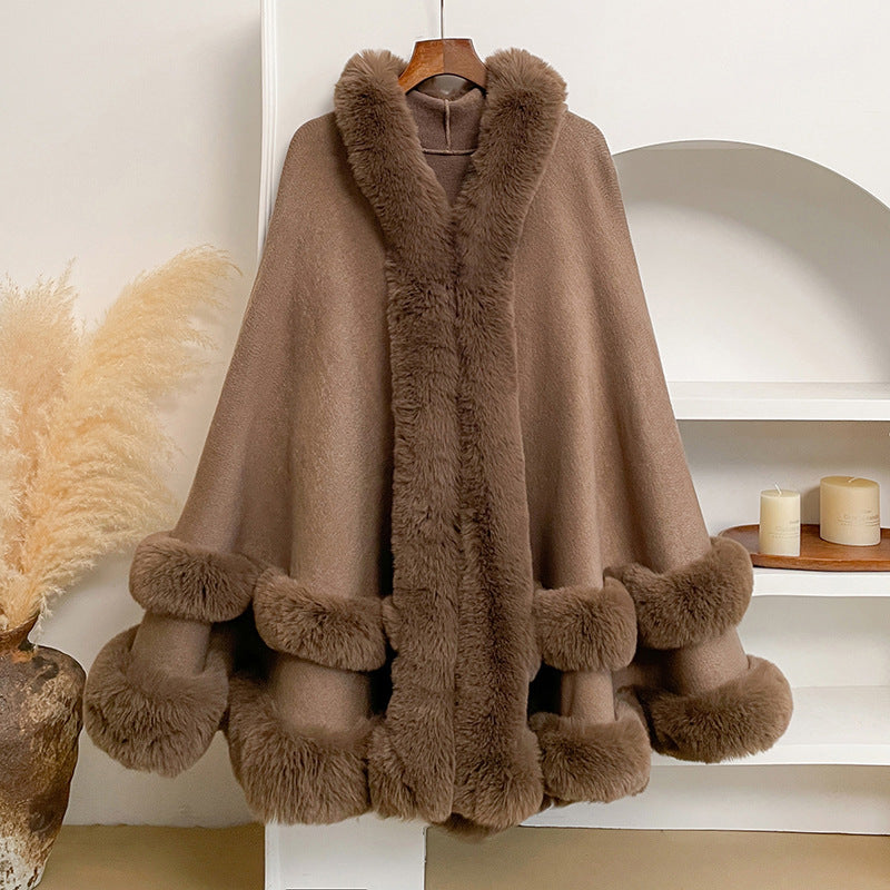 Knitted Shawl Cardigan Cape Coat for Women