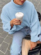 Women's Sweet Pink Crew Neck Winter Pullover - Oversized Loose-Fit Knit Sweater - Casual Drop Shoulder Top