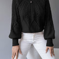 Cable Knit Sweater with Lantern Sleeves for Women