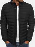 Men's Lightweight Insulated Quilted Puffer Jacket with Full Zip and Stand Collar