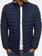 Men's Lightweight Quilted Puffer Jacket with Full-Zip and Stand Collar