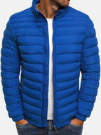 Men's Lightweight Insulated Quilted Puffer Jacket with Full Zip and Stand Collar