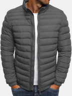 Men's Lightweight Insulated Quilted Puffer Jacket with Full Zip and Stand Collar
