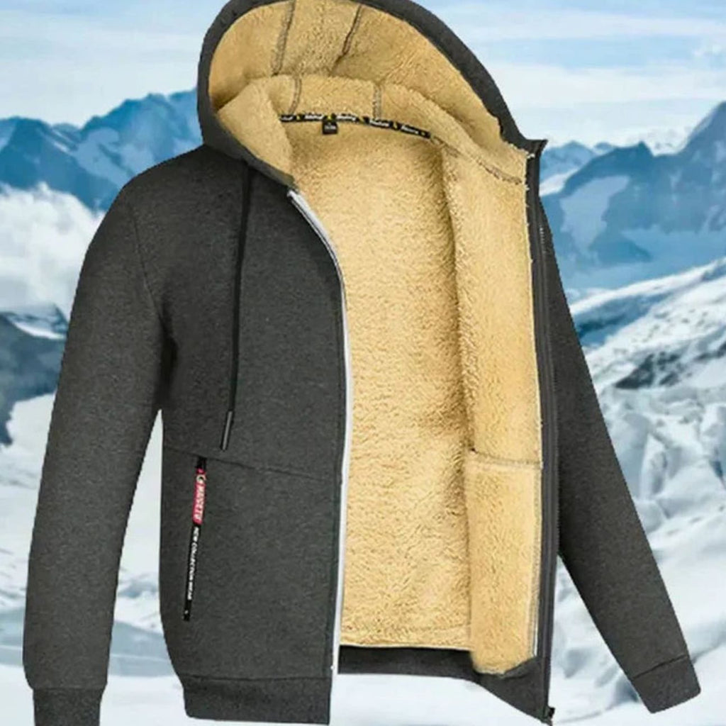 Men's Winter Jacket with Fleece Lining Hood and Pockets