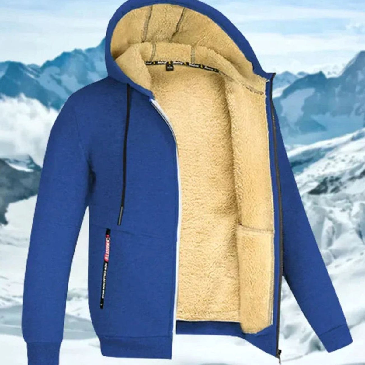 Men's Winter Jacket with Fleece Lining Hood and Pockets
