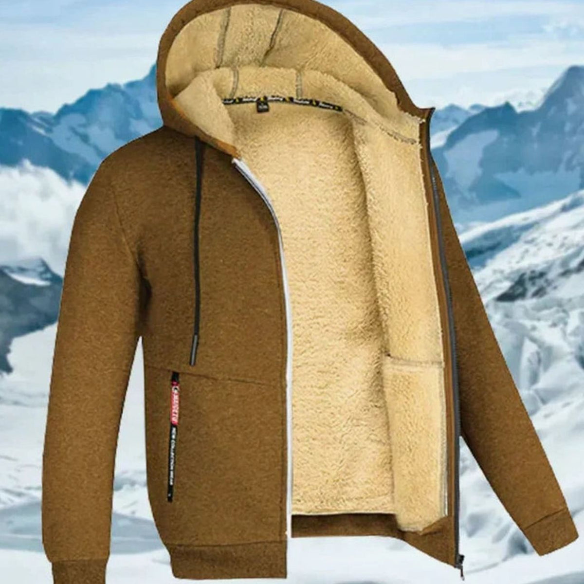 Men's Winter Jacket with Fleece Lining Hood and Pockets