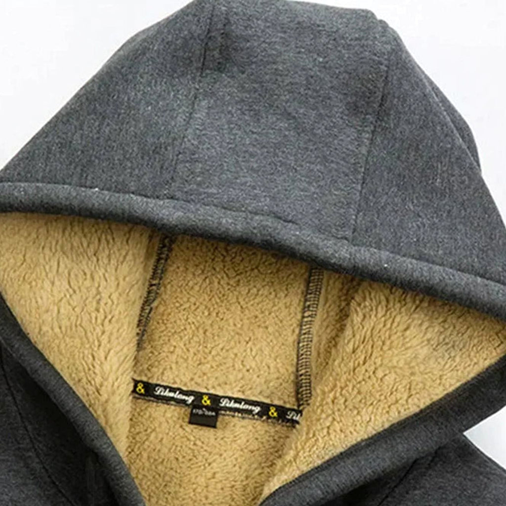 Men's Winter Jacket with Fleece Lining Hood and Pockets