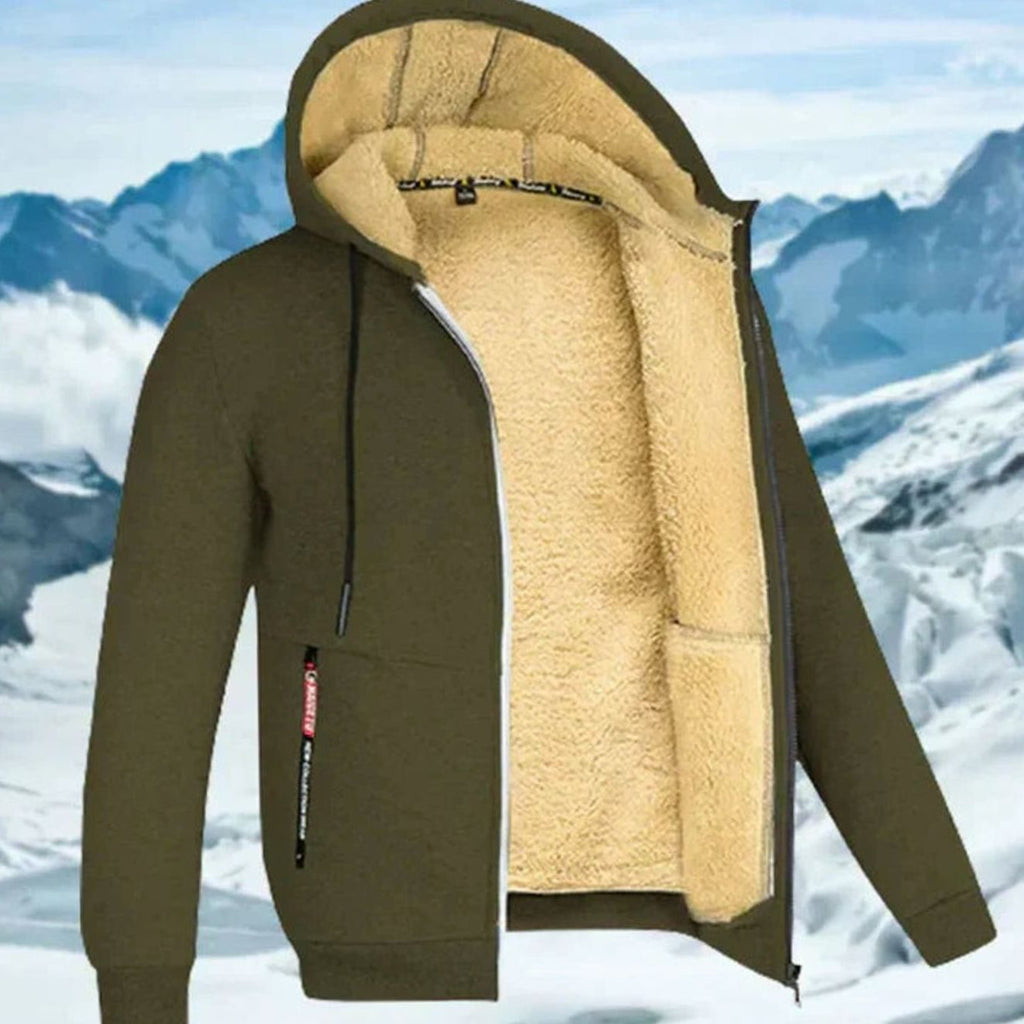 Men's Winter Jacket with Fleece Lining Hood and Pockets