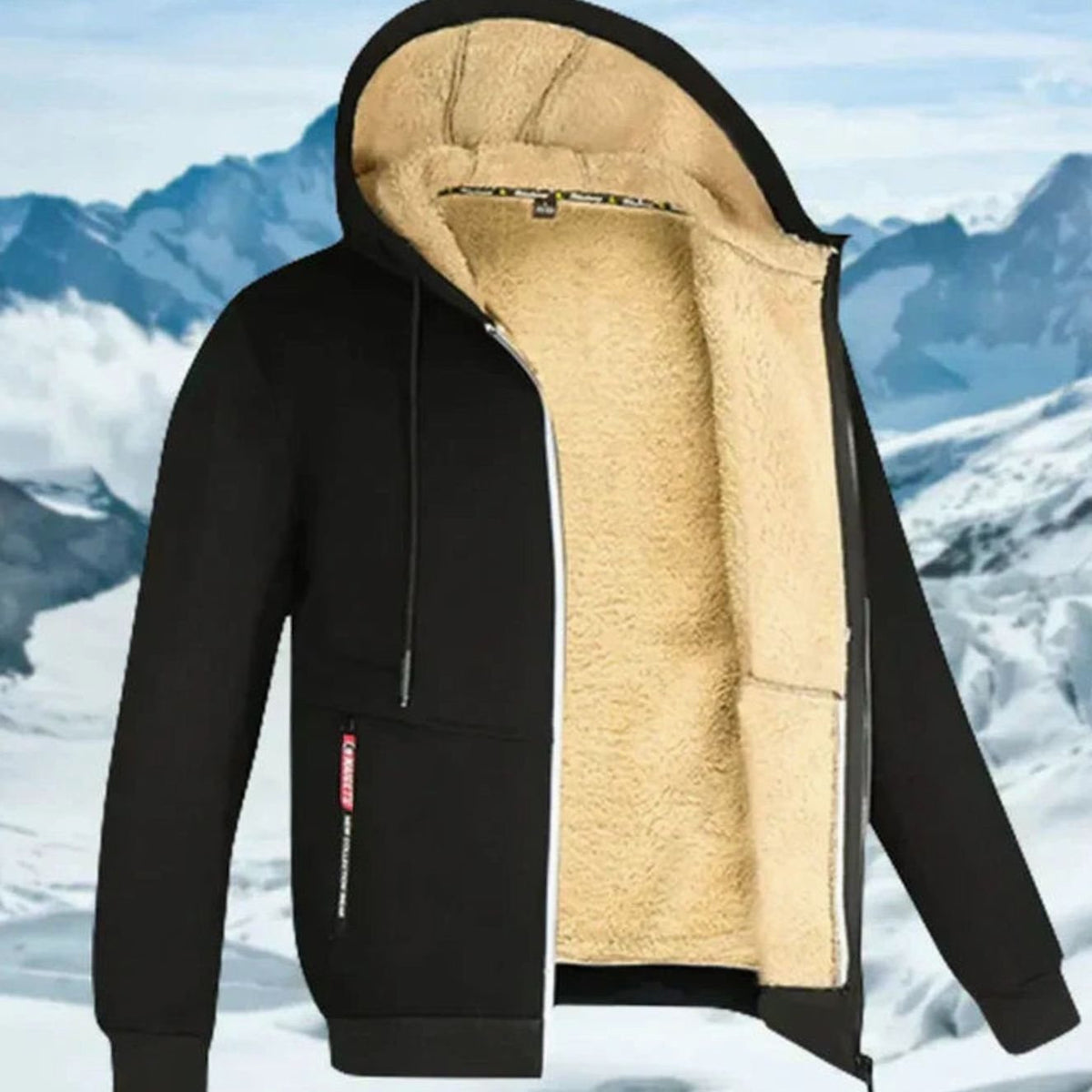 Men's Winter Jacket with Fleece Lining Hood and Pockets
