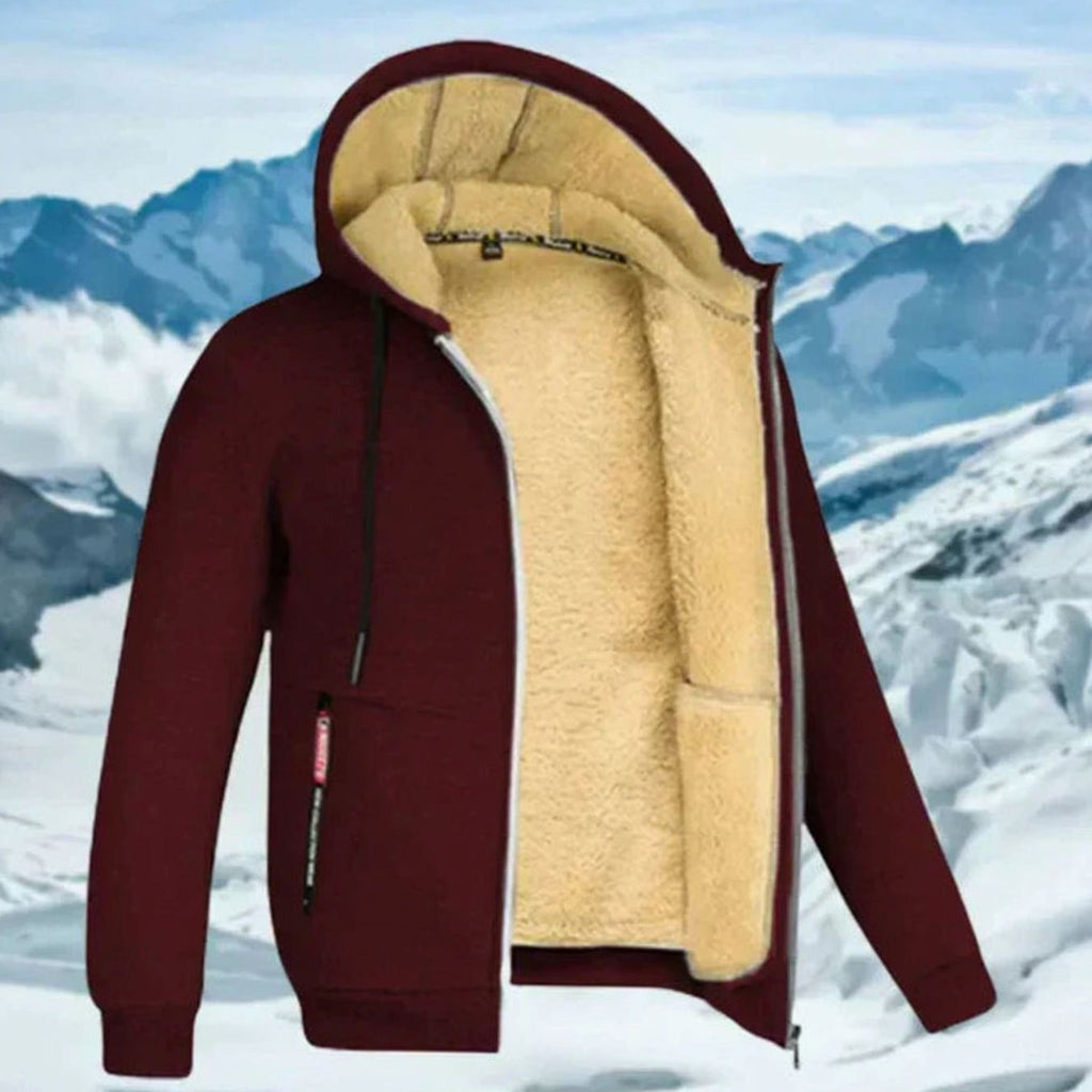 Men's Winter Jacket with Fleece Lining Hood and Pockets