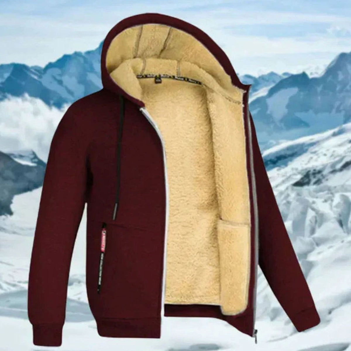 Men's Winter Jacket with Fleece Lining Hood and Pockets