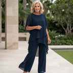 Women's Draped Palazzo Pants and Coordinated Top Set