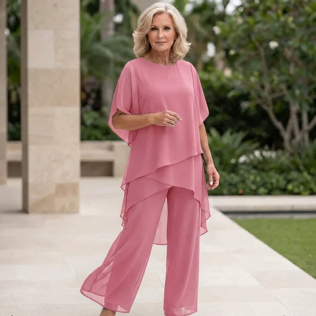 Women's Draped Palazzo Pants and Coordinated Top Set