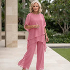 Women's Draped Palazzo Pants and Coordinated Top Set