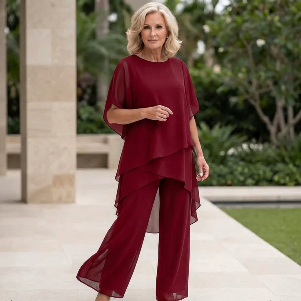 Women's Draped Palazzo Pants and Coordinated Top Set