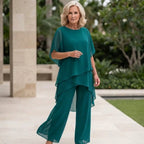 Women's Draped Palazzo Pants and Coordinated Top Set