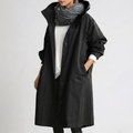 Waterproof Hooded Raincoat for Women with Button Front and Long Length