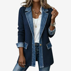 Women's Elegant Layered Collar Button Jacket with Modern Textured Design