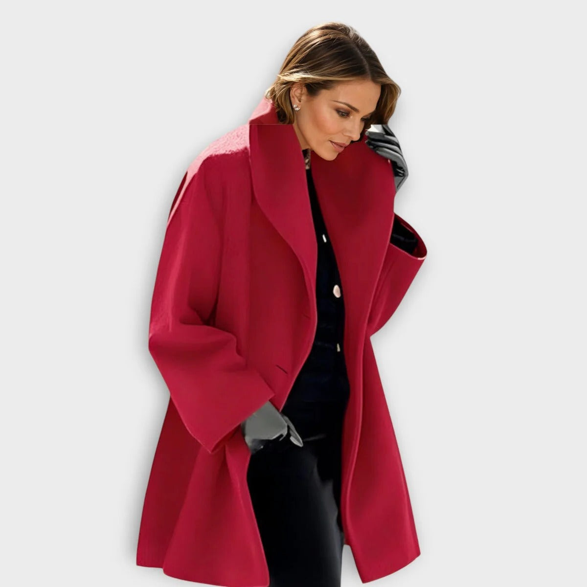 Elegant Windproof Wool Coat for Women